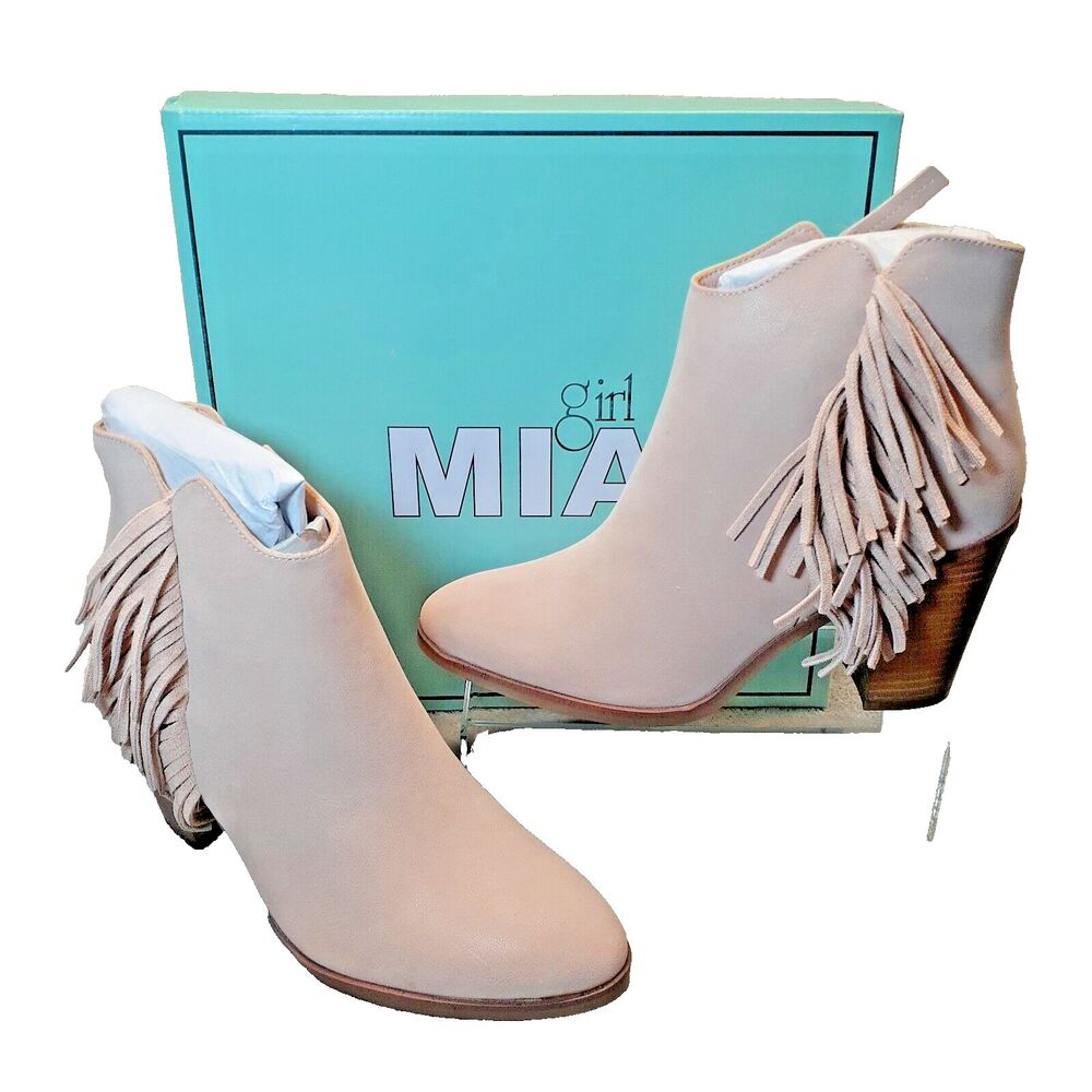 Mia Women’s Light Pink Color Avril Ankle Booties with Fringe Size 8 NIB